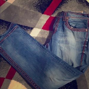 True Religion jeans with red stitching